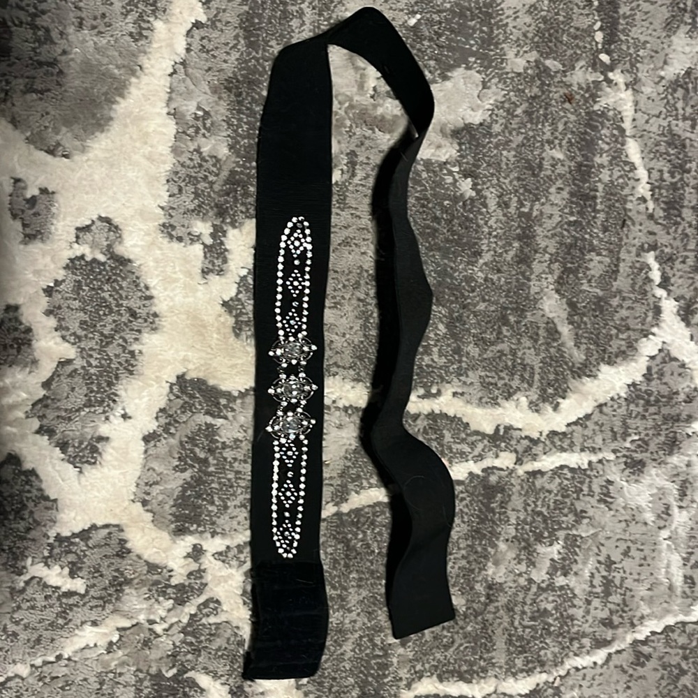 Black and Rhinestone Fashion Belt